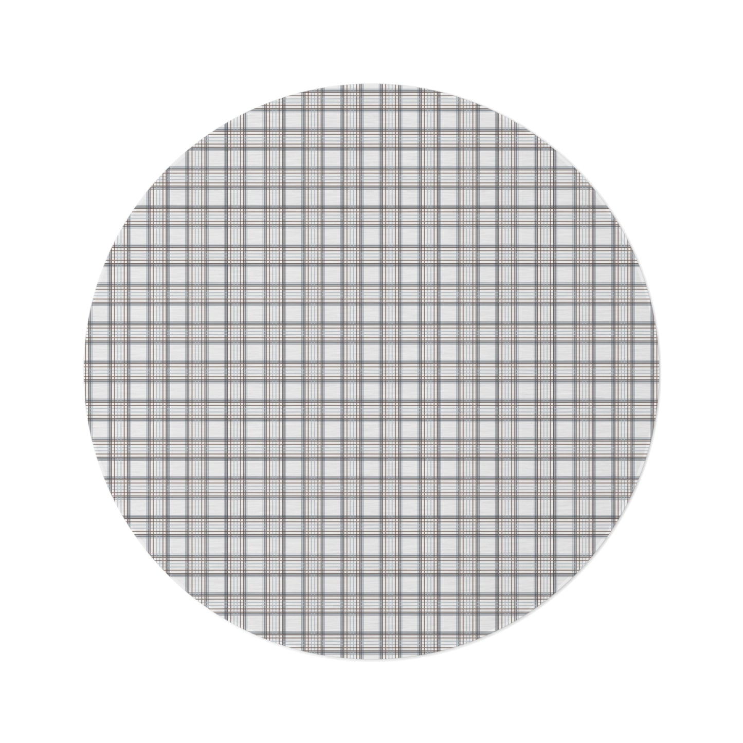 Round Rug Preppy Plaid Blue Brown