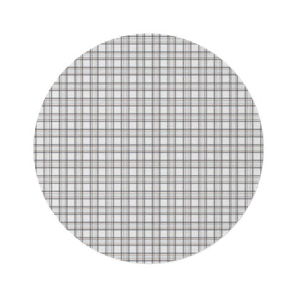 Round Rug Preppy Plaid Blue Brown