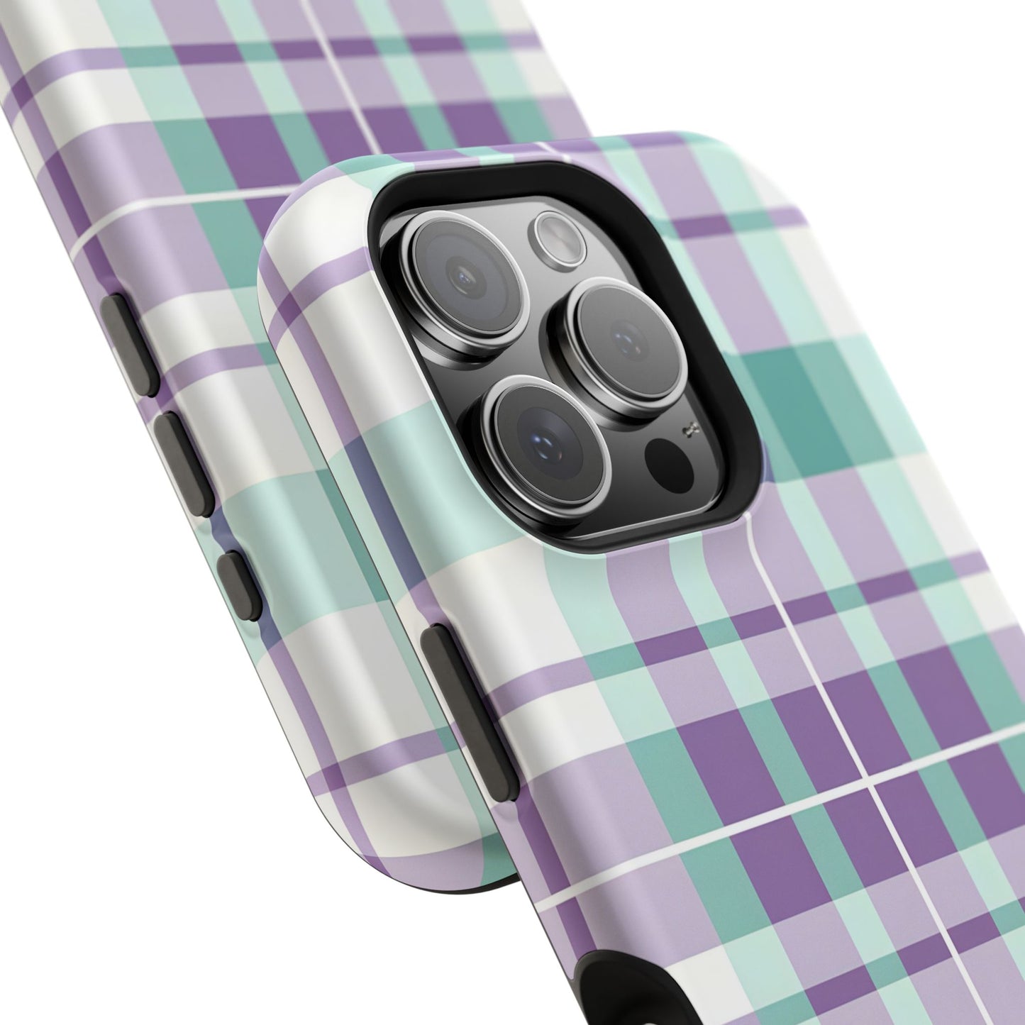 Impact-Resistant Phone Case - Spring Plaid Purple