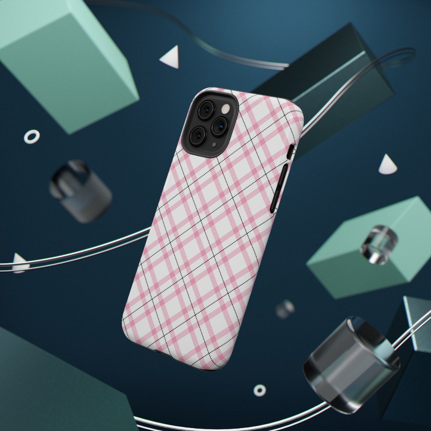 Impact-Resistant Phone Case - Pink Black Plaid