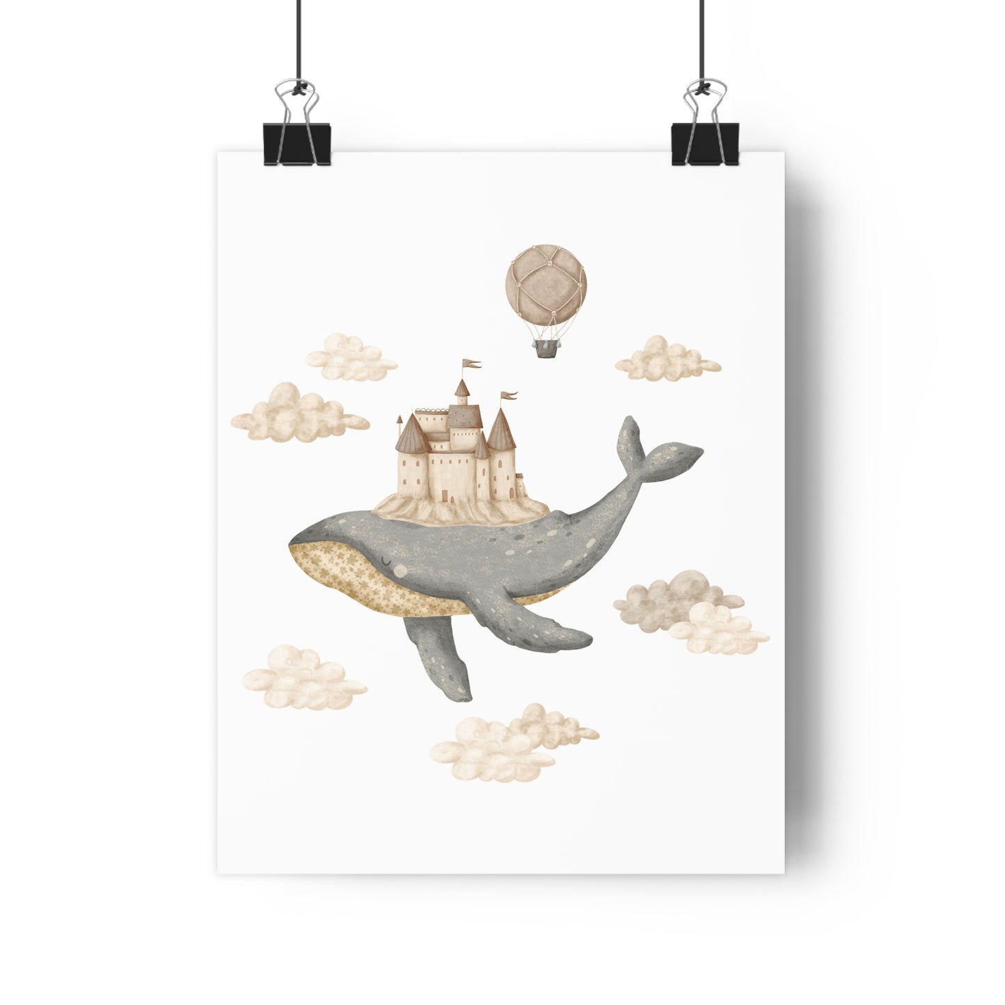 Giclée Art Print Memories of Dreams Sandcastle Whales Blue Neutral