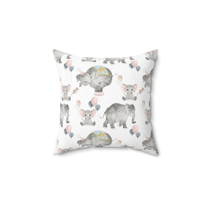 Spun Polyester Square Pillow with Removable Cover Watercolor Circus Animals