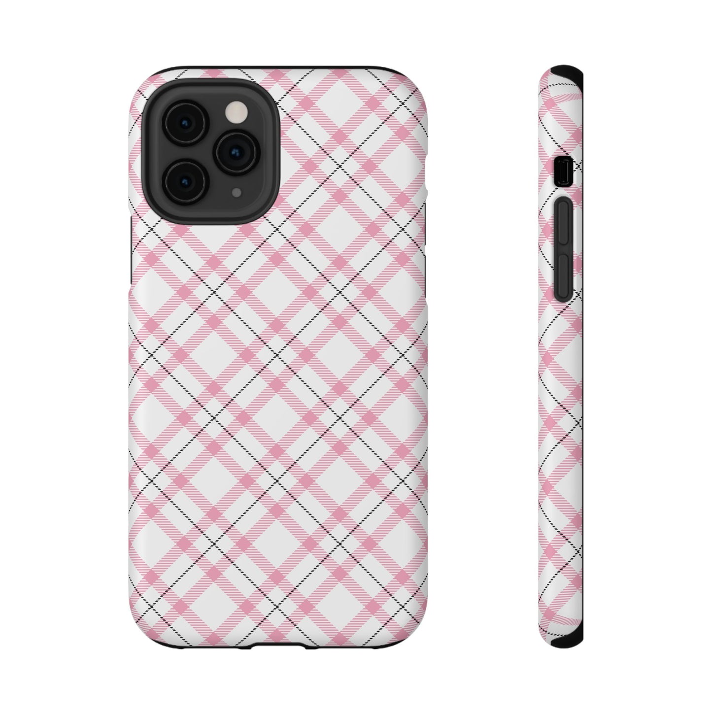 Impact-Resistant Phone Case - Pink Black Plaid