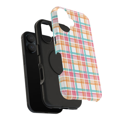 Impact-Resistant Phone Case - Summer Plaid Pink