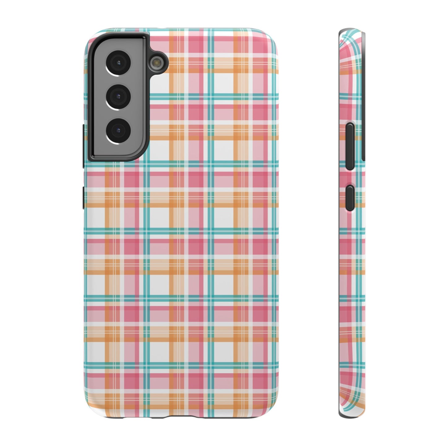 Impact-Resistant Phone Case - Summer Plaid Pink