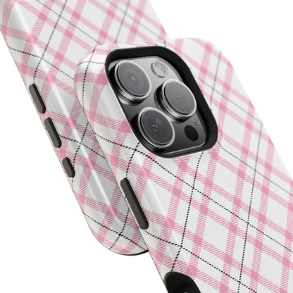 Impact-Resistant Phone Case - Pink Black Plaid