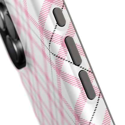 Impact-Resistant Phone Case - Pink Black Plaid