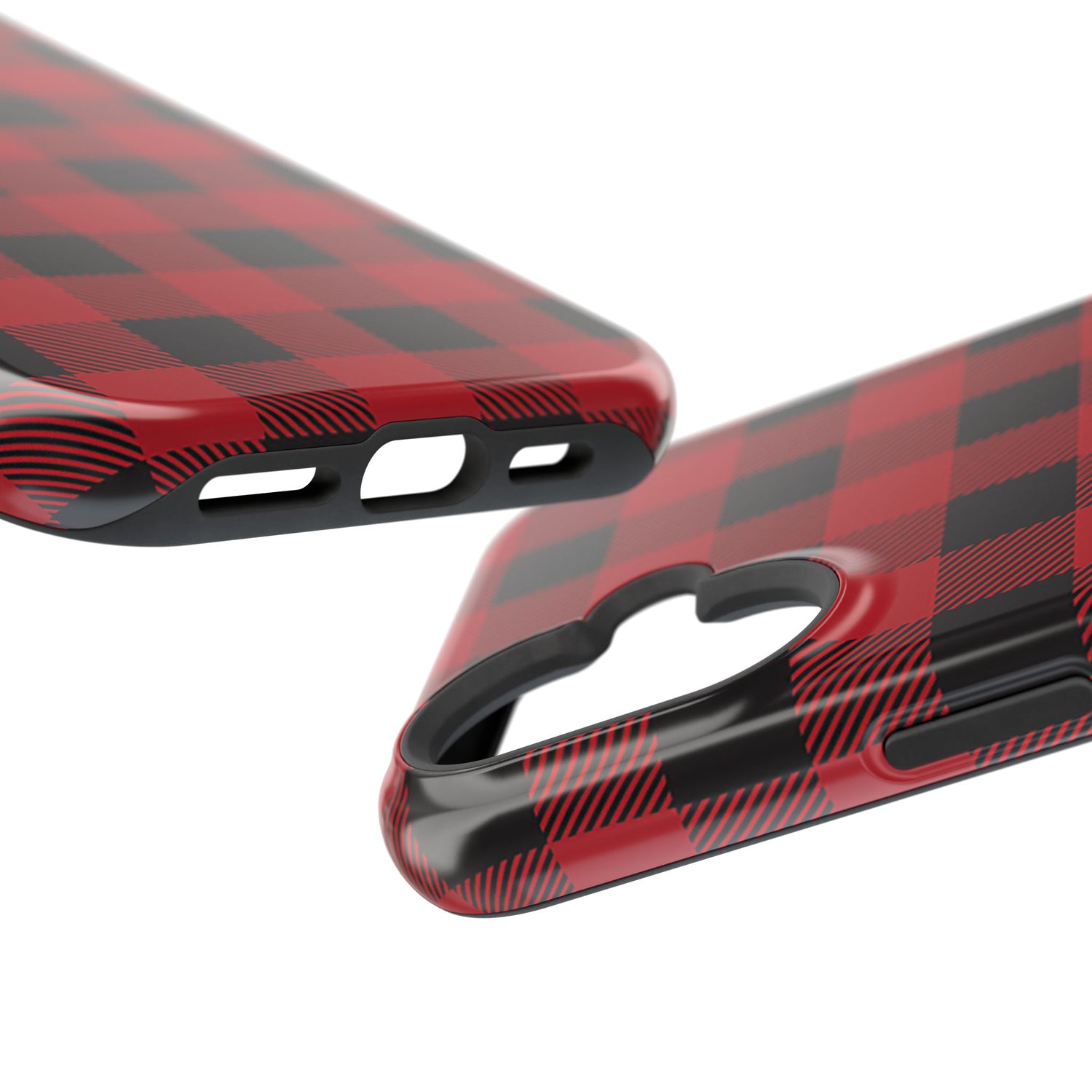 Impact-Resistant Phone Case-Red Black Buffalo Plaid, iPhone, Samsung