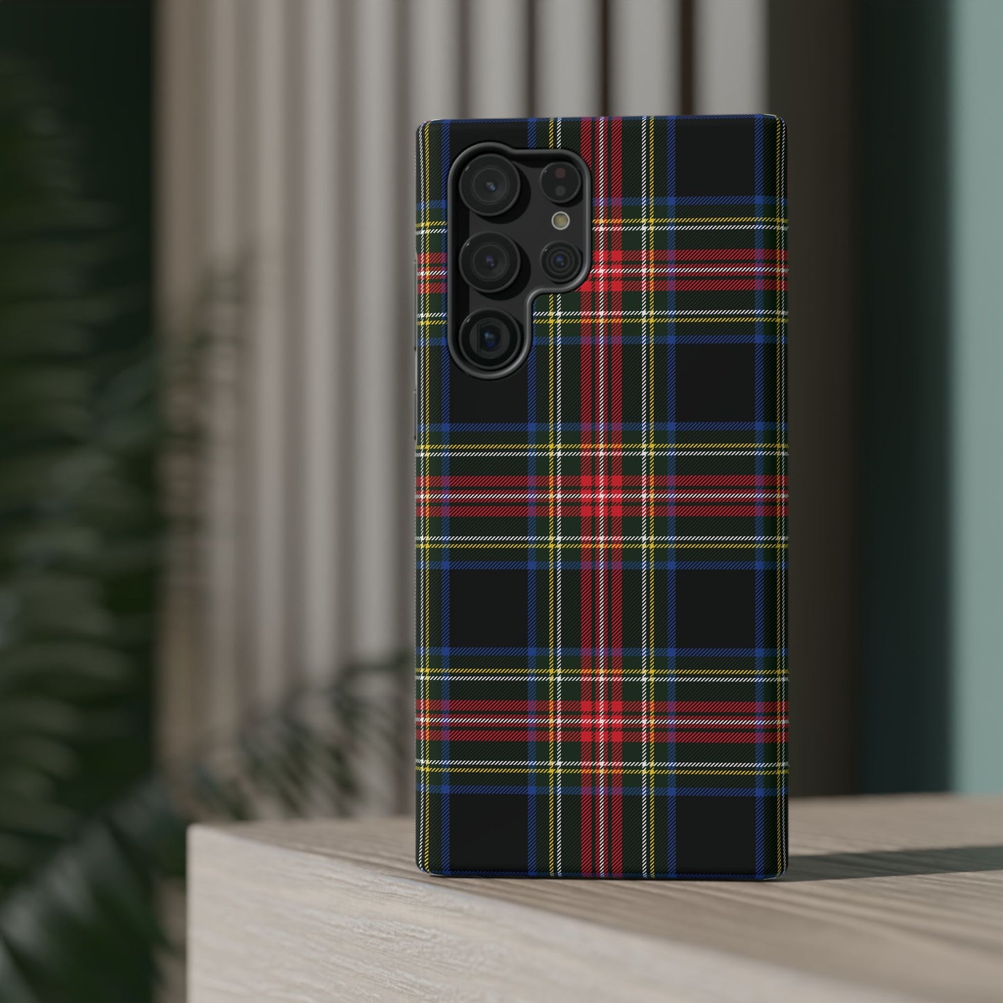 Impact-Resistant Holiday Phone Case-Christmas Tartan Plaid Black