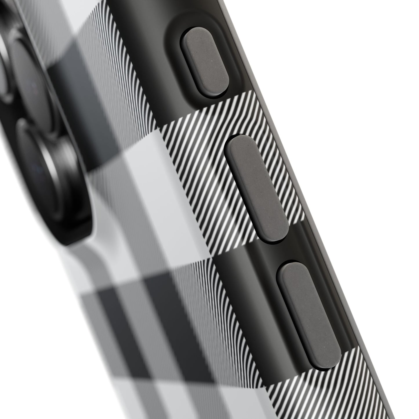 Impact-Resistant Phone Case Black White Buffalo Plaid