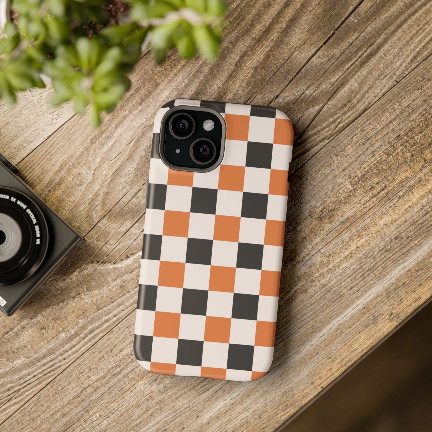 Trendy Halloween Checkerboard Phone Case | Impact-Resistant, iPhone, Samsung