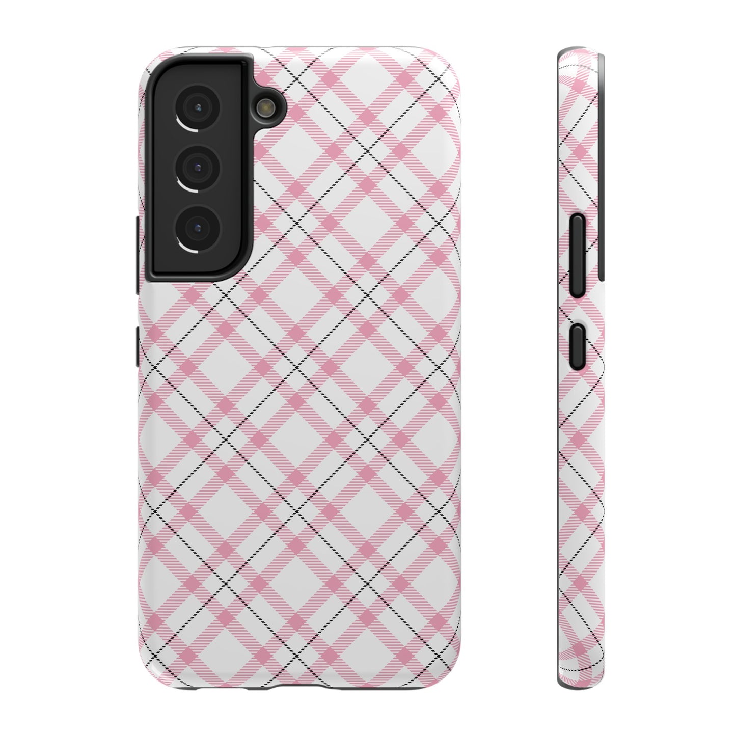 Impact-Resistant Phone Case - Pink Black Plaid