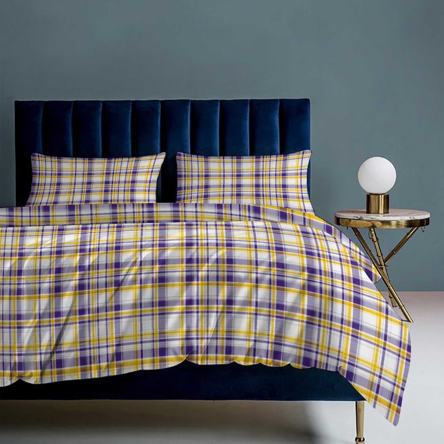 Tiger Plaid 3-Piece Reversible Duvet Cover & Pillow Sham Set – Full/Queen