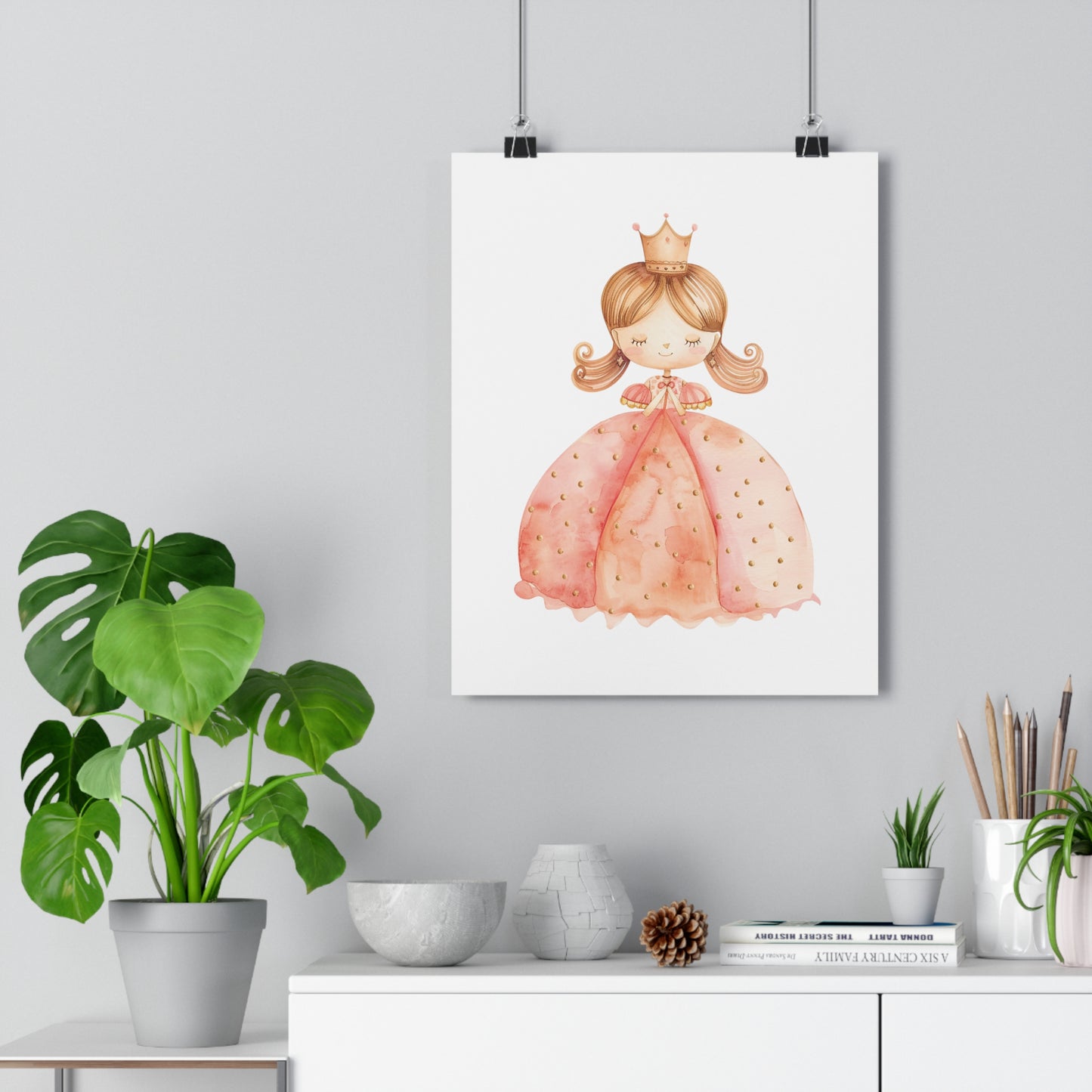 Giclée Art Print Watercolor Pink Princess 4