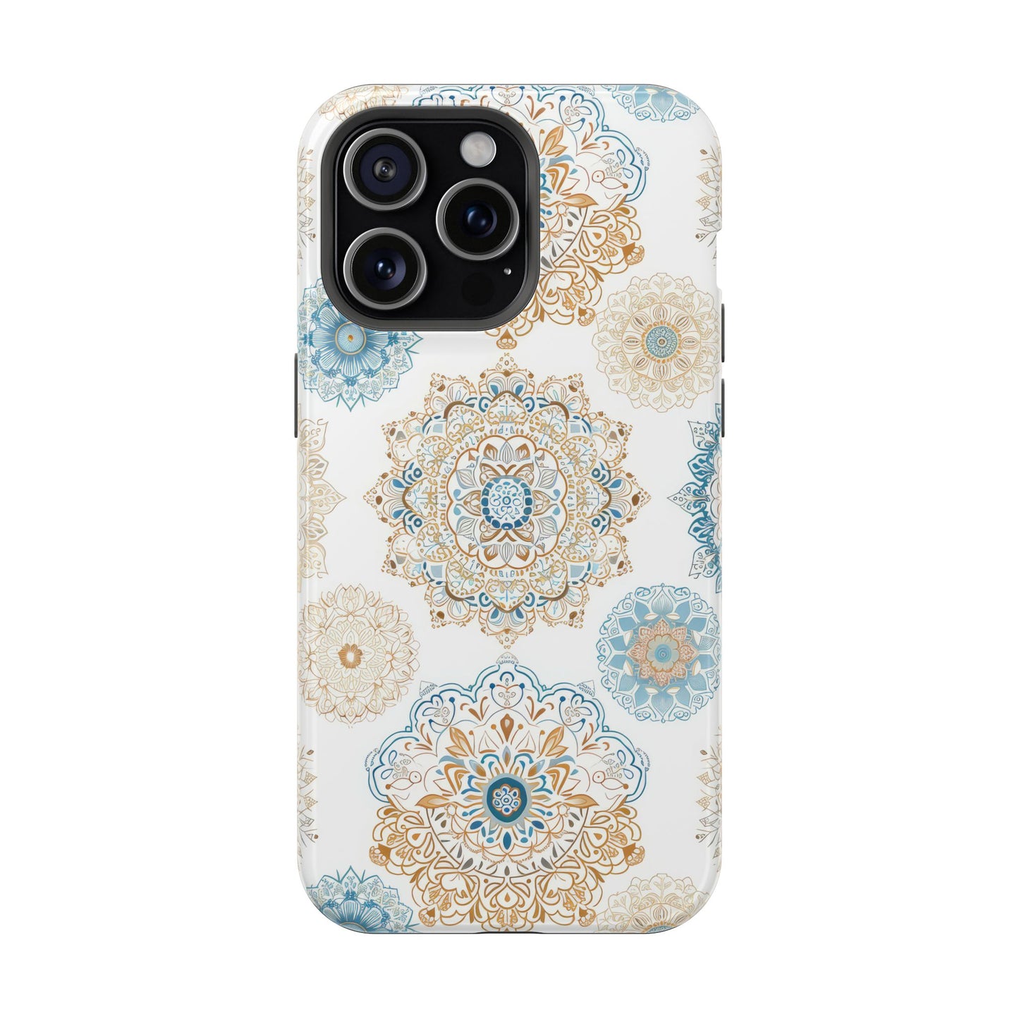 Impact-Resistant Cases, Blue Gold Boho Fun