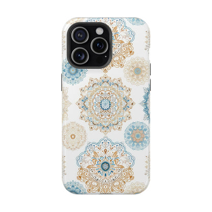 Impact-Resistant Cases, Blue Gold Boho Fun