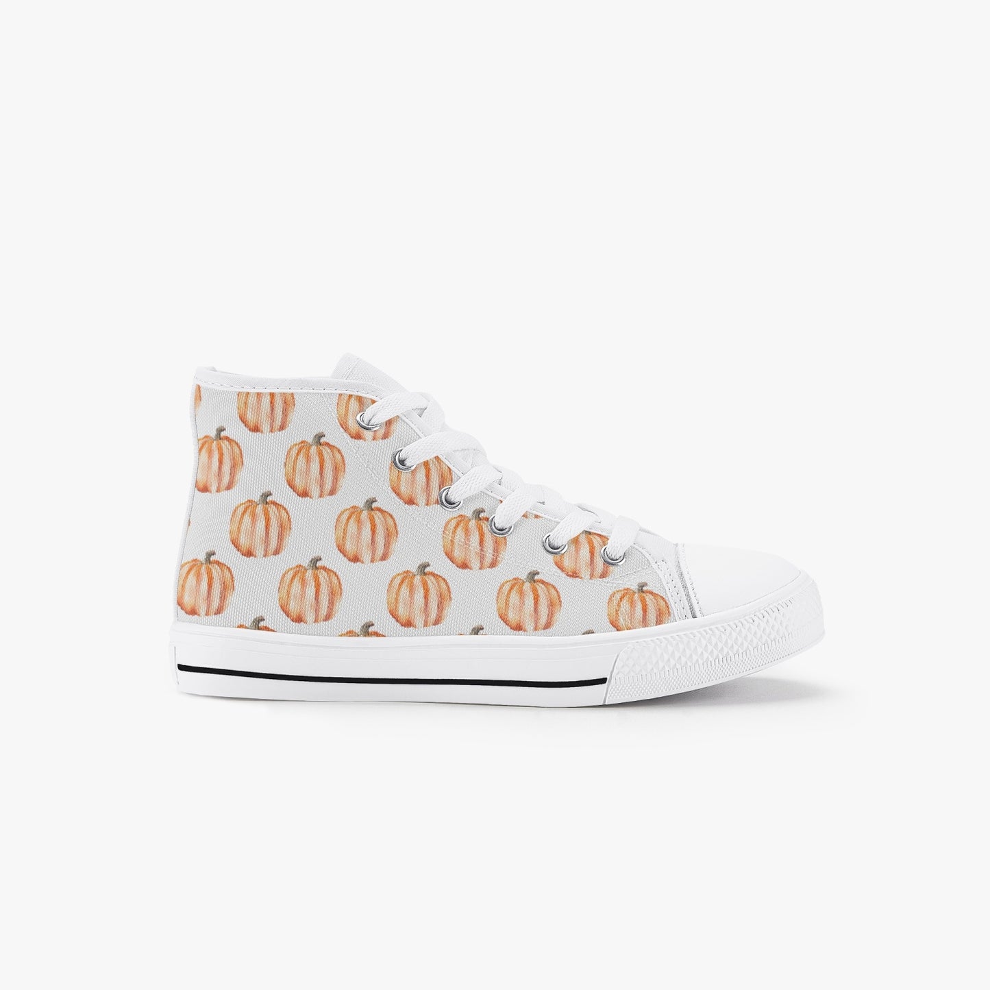 Unisex Watercolor Pumpkins Kid’s High-Top Canvas Shoes