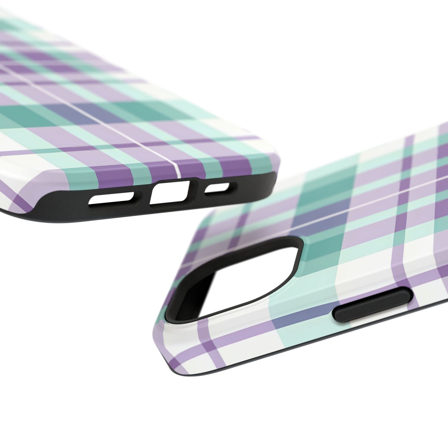 Impact-Resistant Phone Case - Spring Plaid Purple