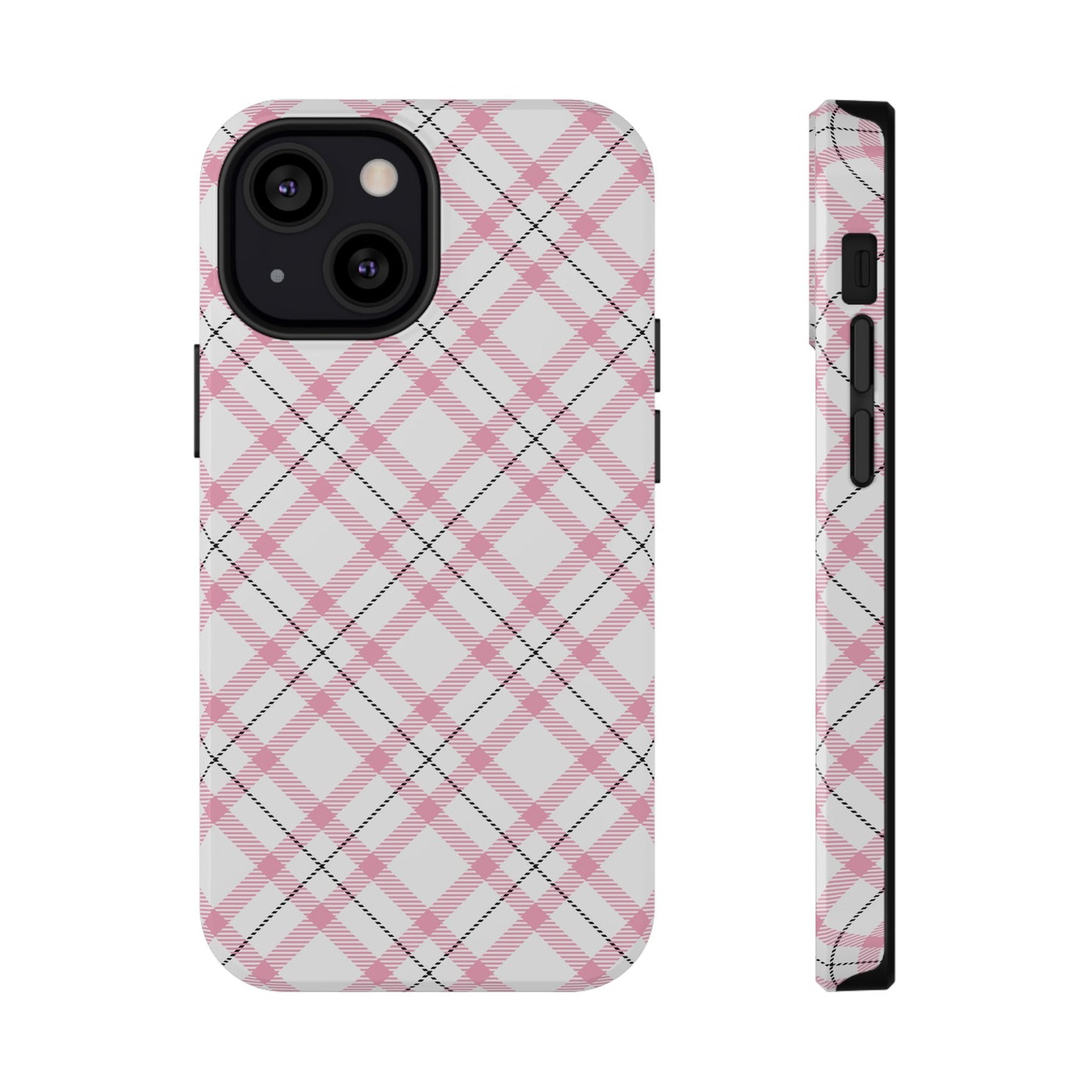 Impact-Resistant Phone Case - Pink Black Plaid