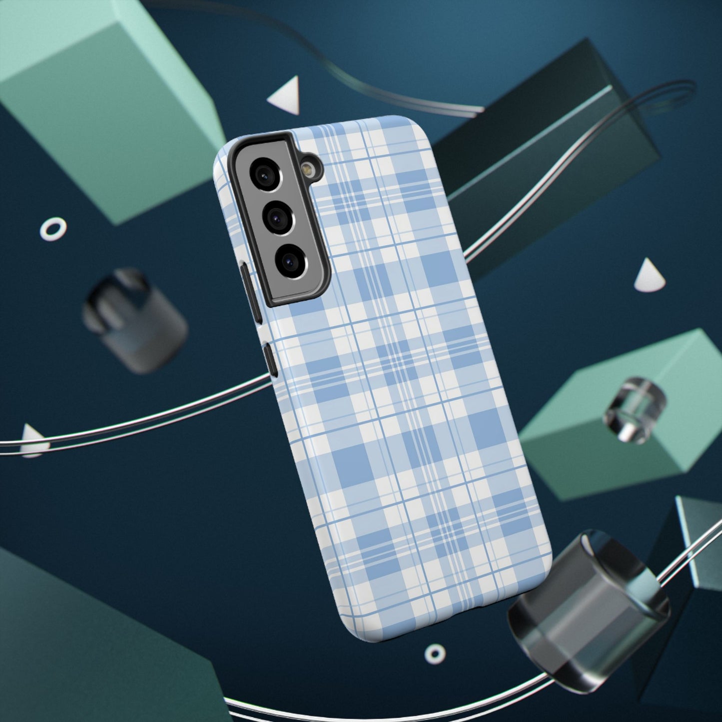 Impact-Resistant Phone Case - Easter Plaid Blue