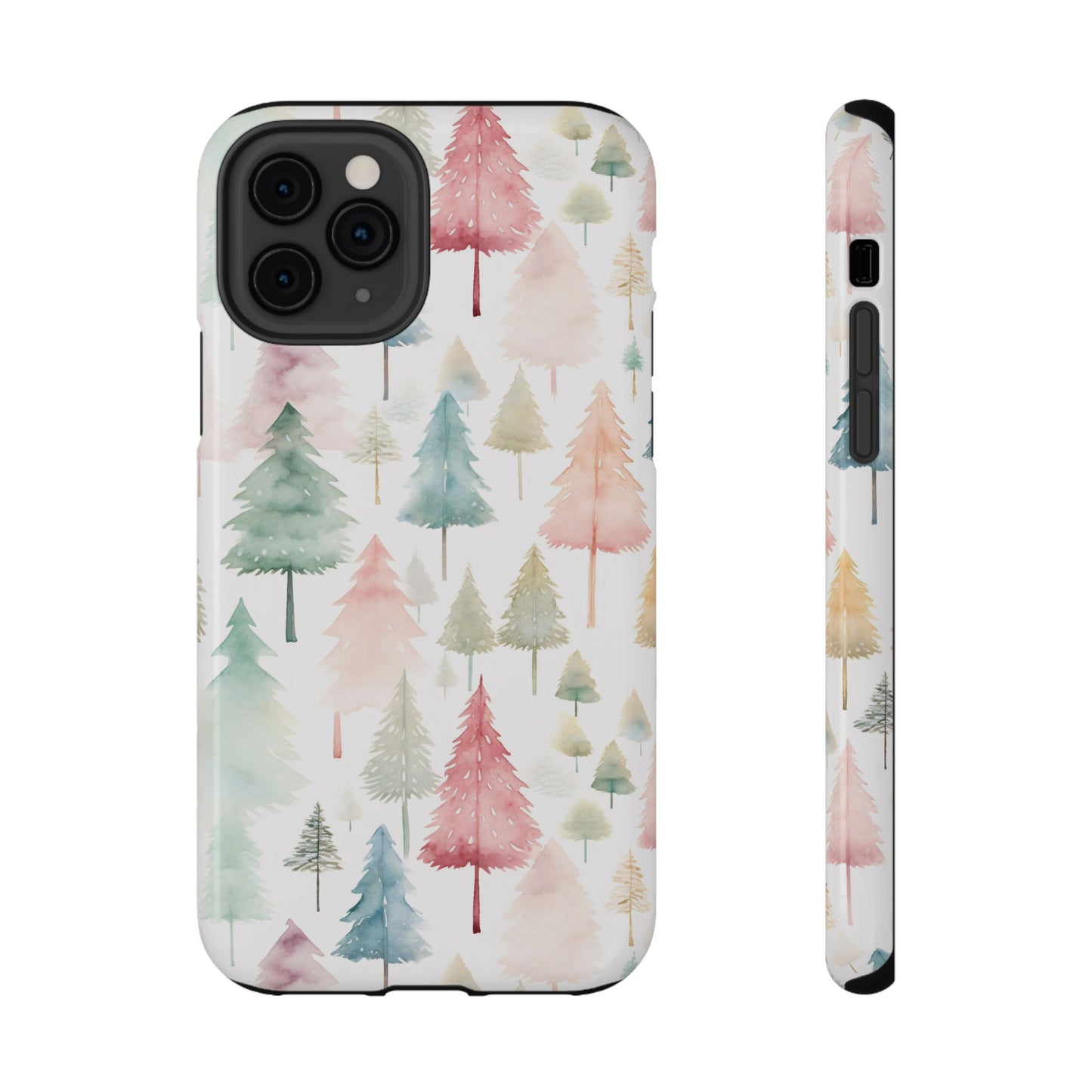 Watercolor Christmas Trees Impact-Resistant Phone Case