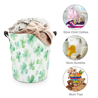 Collapsible Laundry Hamper- Watercolor Clovers