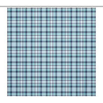 Lightweight Shower Curtain- All the Blues Plaid