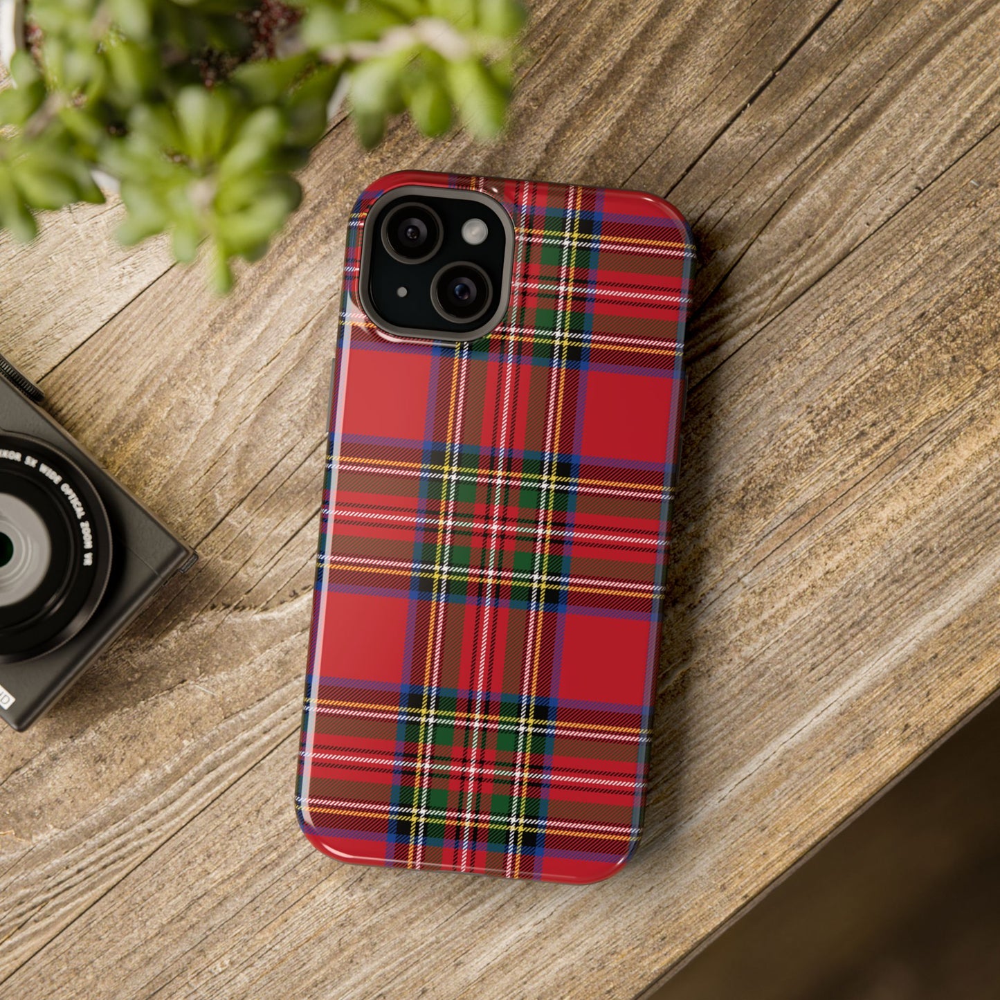 Impact-Resistant Phone Case-Holiday Tartan Plaid Red