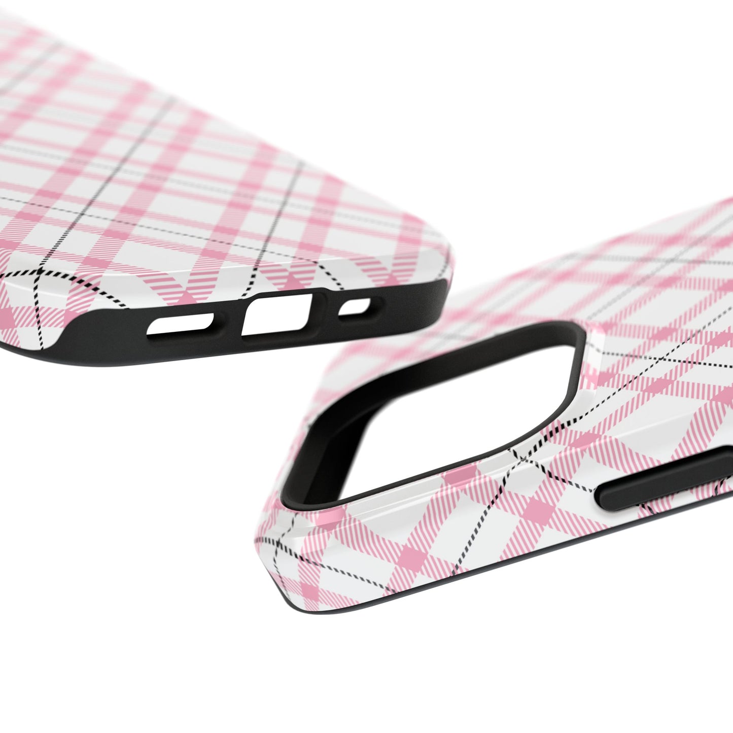 Impact-Resistant Phone Case - Pink Black Plaid