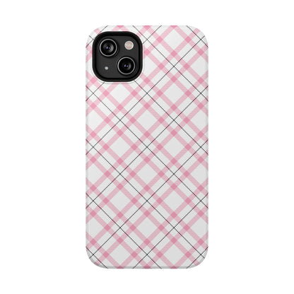 Impact-Resistant Phone Case - Pink Black Plaid