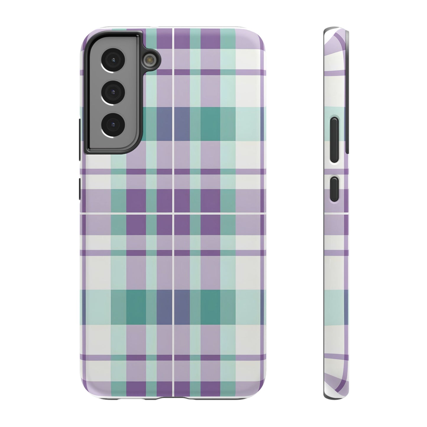 Impact-Resistant Phone Case - Spring Plaid Purple