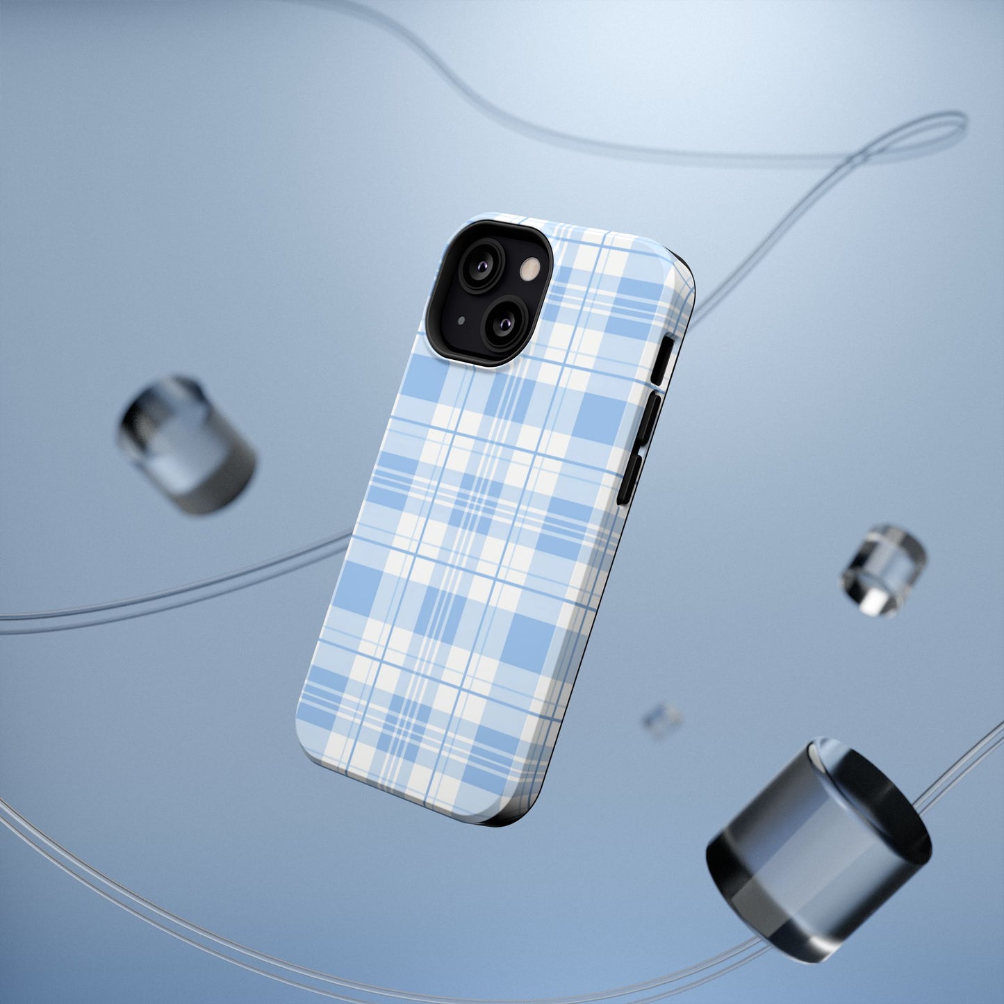 Impact-Resistant Phone Case - Easter Plaid Blue