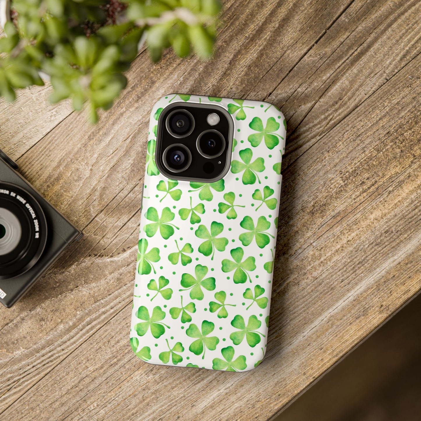 Impact-Resistant Phone Case- Watercolor Clovers