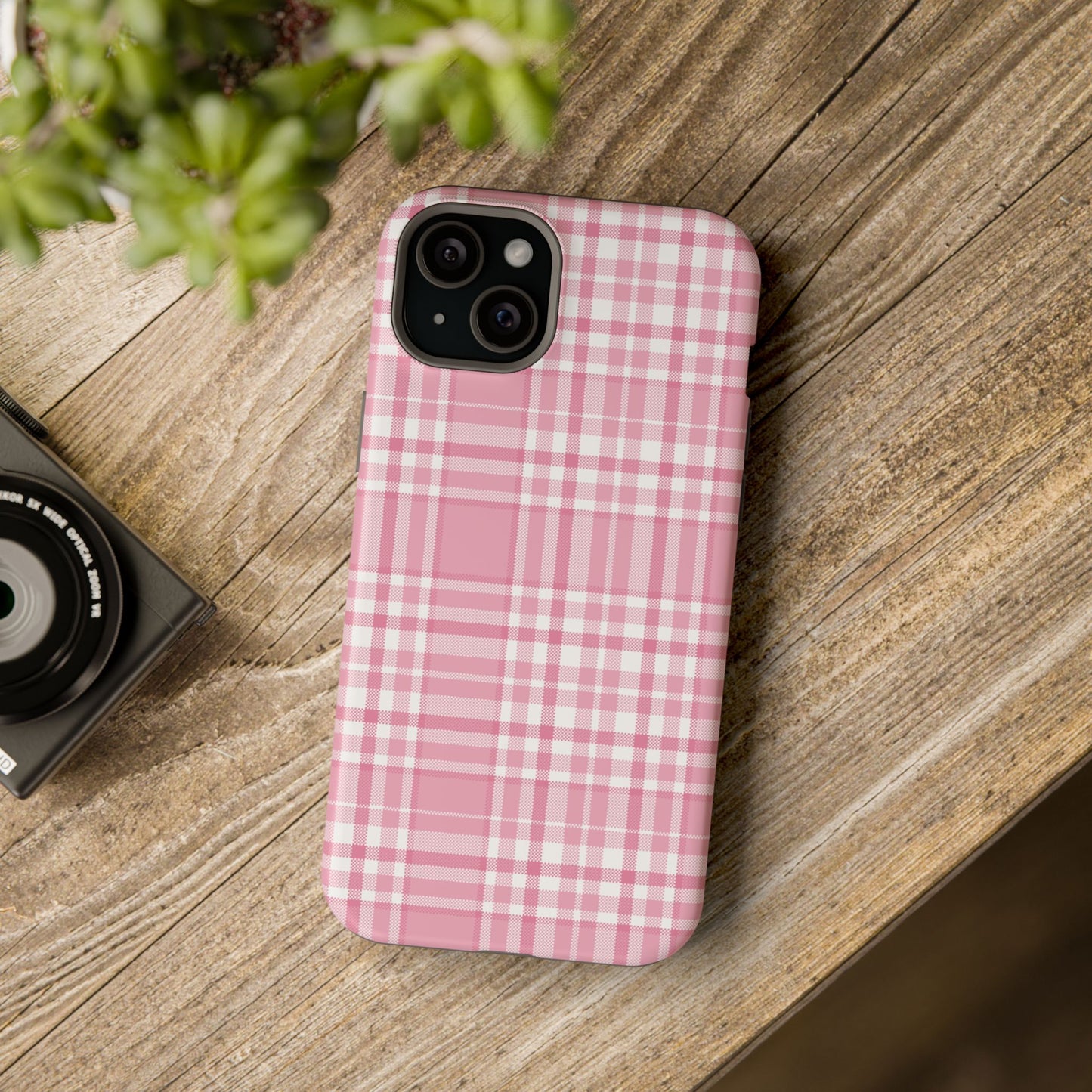 Impact-Resistant Phone Case - Easter Plaid Pink