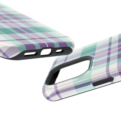 Impact-Resistant Phone Case - Spring Plaid Purple