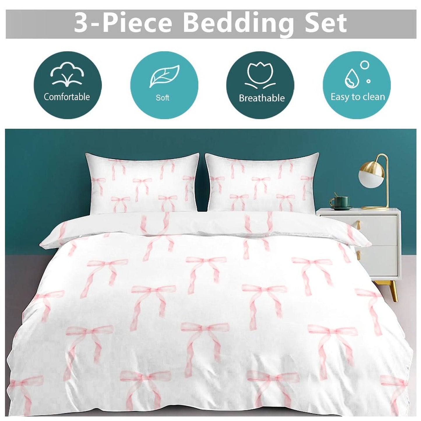 Watercolor Pink Coquette Duvet Bedding Set-90"x90"/ Full,Queen Reversible Duvet Cover