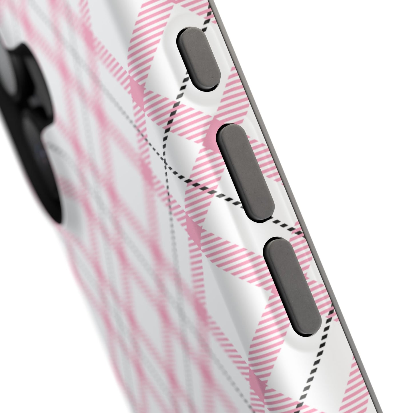 Impact-Resistant Phone Case - Pink Black Plaid