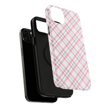 Impact-Resistant Phone Case - Pink Black Plaid