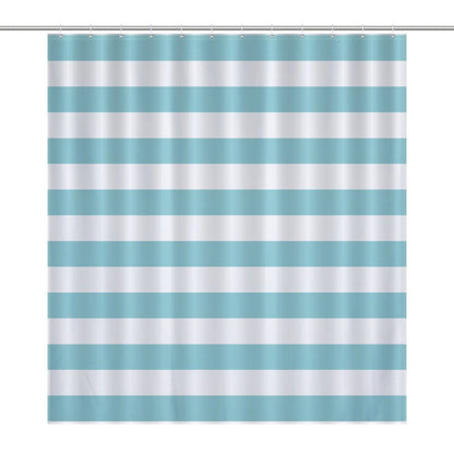 Lightweight Shower Curtain- Aqua Nautical Stripes