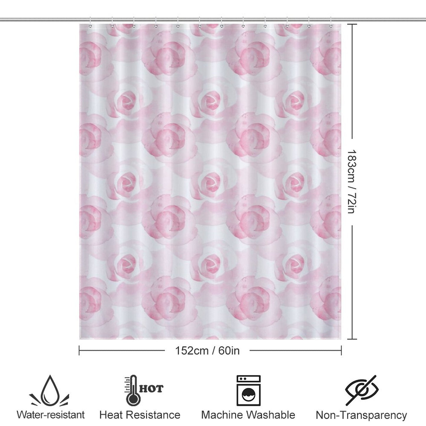 Lightweight Shower Curtain- Watercolor Roses