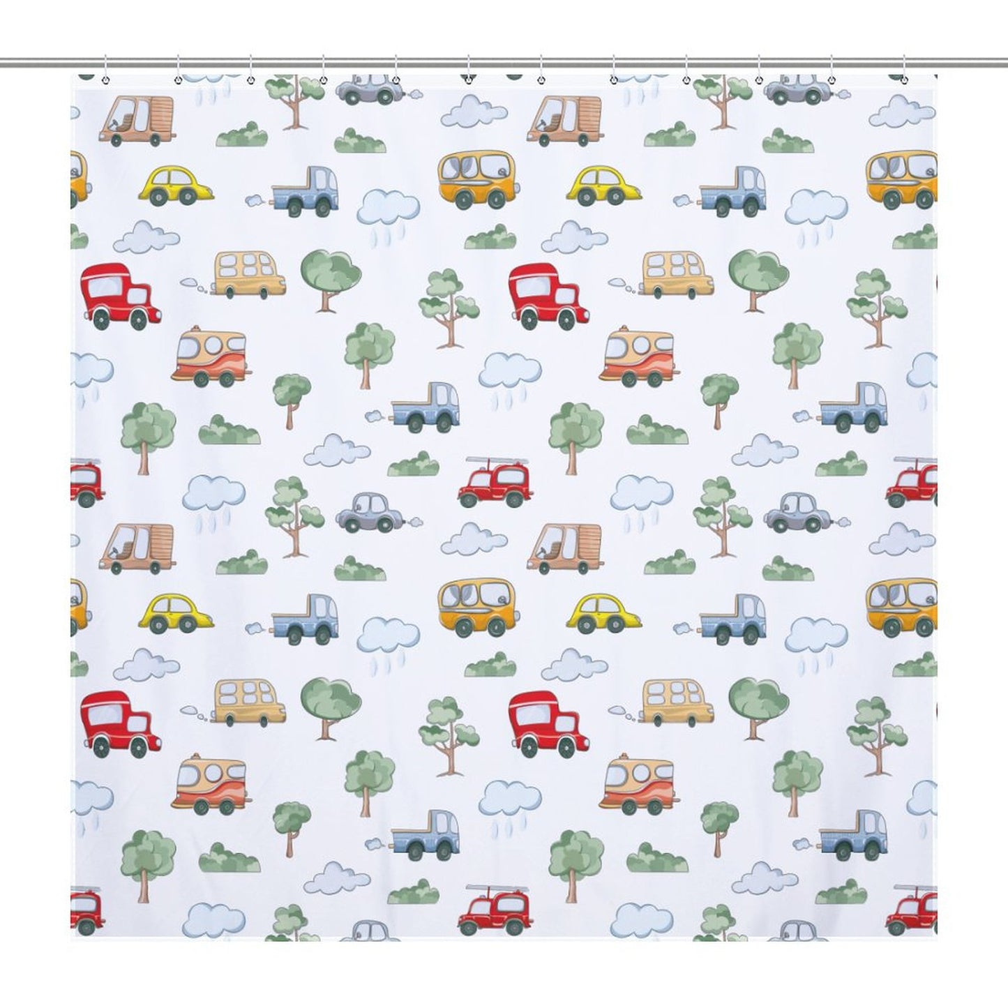 Lightweight Shower Curtain-Cute Cars