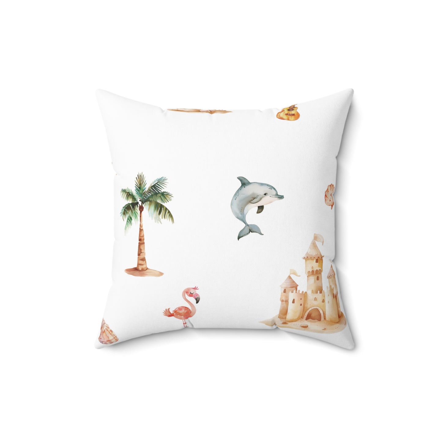 Spun Polyester Square Pillow Watercolor Aloha Print