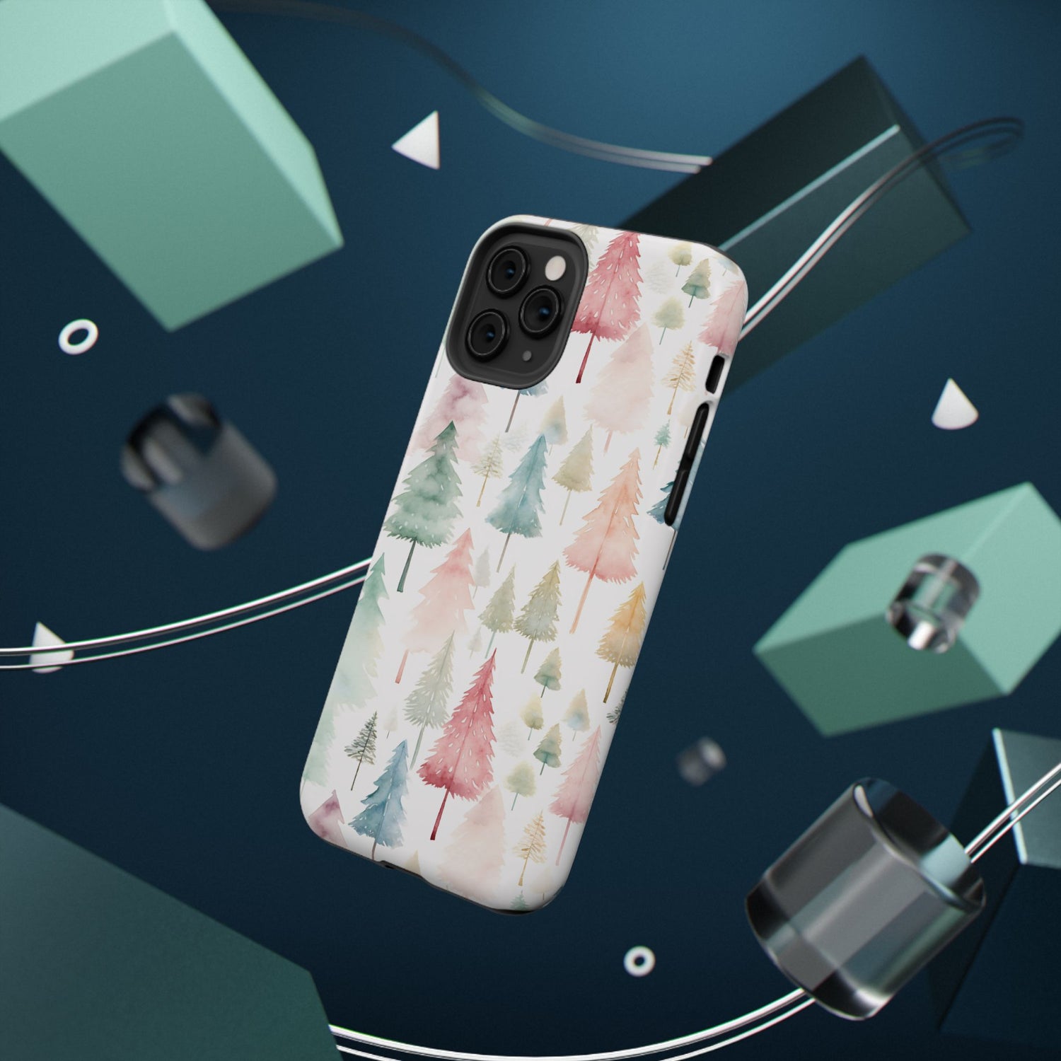 Watercolor Christmas Trees Impact-Resistant Phone Case, iPhone, Samsung
