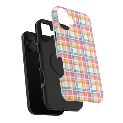 Impact-Resistant Phone Case - Summer Plaid Pink