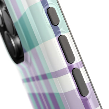 Impact-Resistant Phone Case - Spring Plaid Purple