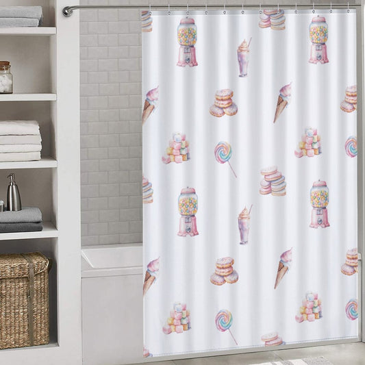 Lightweight Shower Curtain-Watercolor Candy Land