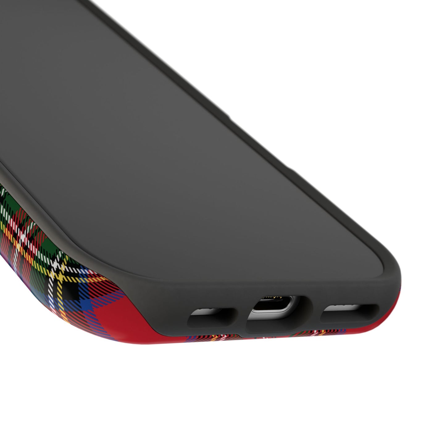 Impact-Resistant Phone Case-Holiday Tartan Plaid Red