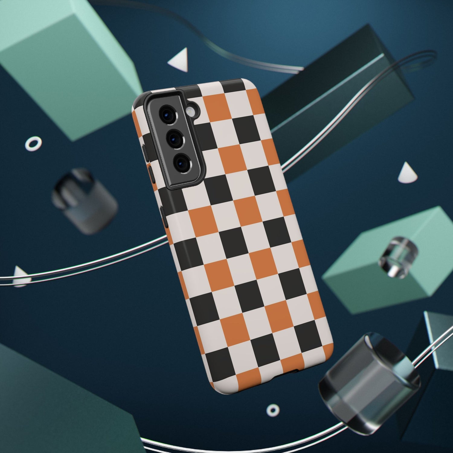 Trendy Halloween Checkerboard Phone Case | Impact-Resistant, iPhone, Samsung
