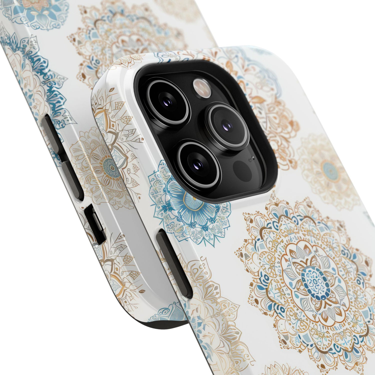 Impact-Resistant Cases, Blue Gold Boho Fun