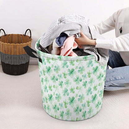 Collapsible Laundry Hamper- Watercolor Clovers